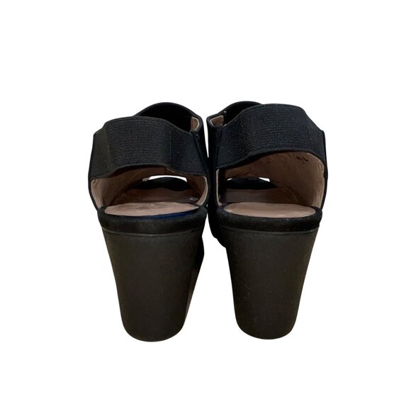 Donald J Pliner Women’s Black Peep Toe Leather Mynne Wedge Sandals Size 8.5M - Picture 7 of 9